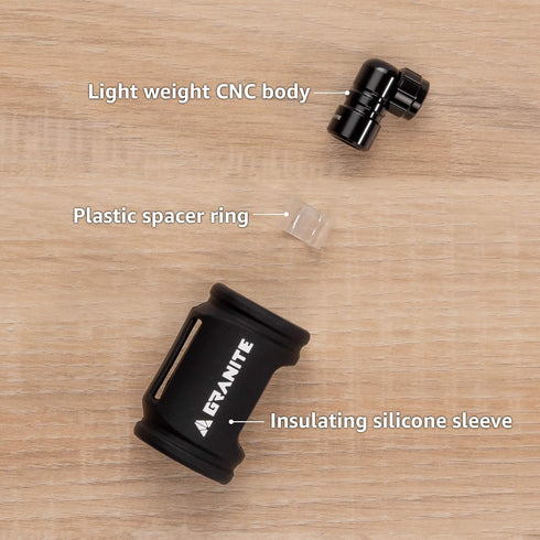Granite Punk CO2 Tire Inflator with Silicone Sleeve, Compatible with Presta Valve Only, Lightweight for Bike Tires