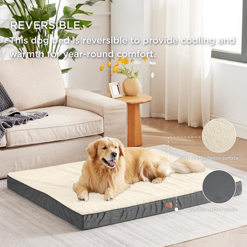 Bedsure Orthopedic Dog Bed Extra Large, Removable Washable Cover, Egg Crate Foam Pet Bed Mat, Suitable for Dogs Up to