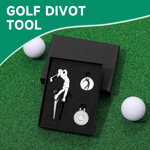 Golf Divot Tool with Hat Clip Set, Personalized Magnetic Ball Marker, Premium Golf Gifts for Men Women