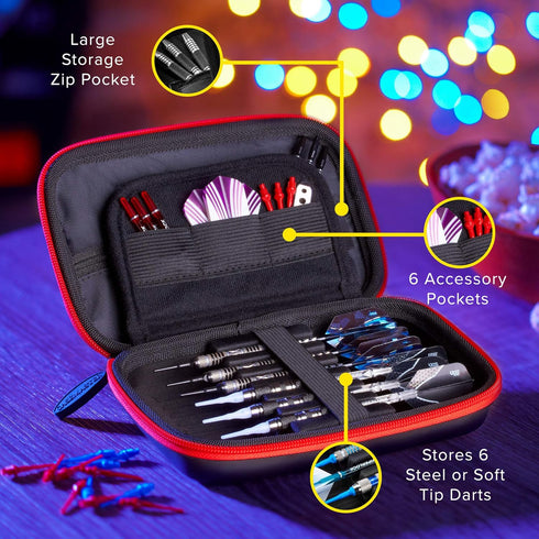 Sentinel EVA Foam Shell Dart Case, Holds 6 Darts and Extra Accessories, Compatible with Steel Tip Darts