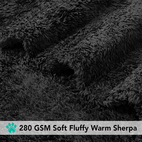 PetAmi Dog Blanket for Small Dogs Black - Fluffy Soft Sherpa Fleece Blanket for Cat & Dog, Washable 24x32