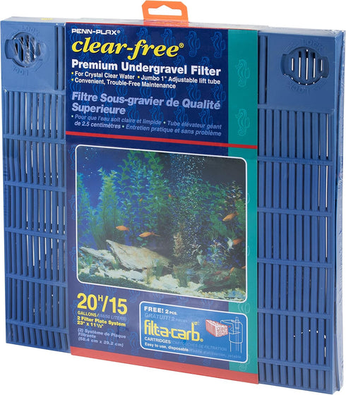 Penn-Plax Undergravel Aquarium Filter for 15-20 (high) Gallon Tanks – Two 11.2” x 11.25” Plates – Under Gravel System for Clear, Clean Water – Safe for Freshwater and Saltwater Tanks