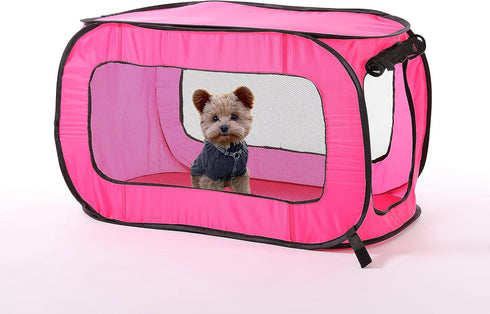 Beatrice Home Fashions Portable, Collapsible Pop Up Kennel, Travel Cat and Dog Crate, 24" L x 16.6" W x 16" H