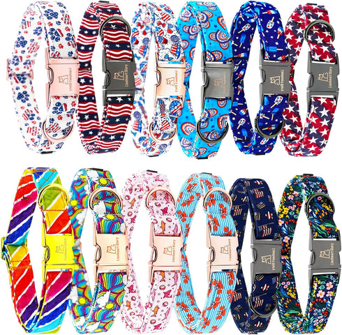 Lionheart Glory American Flag Dog Collar, Heavy Duty Adjustable Patriotic Collar for Medium Dogs