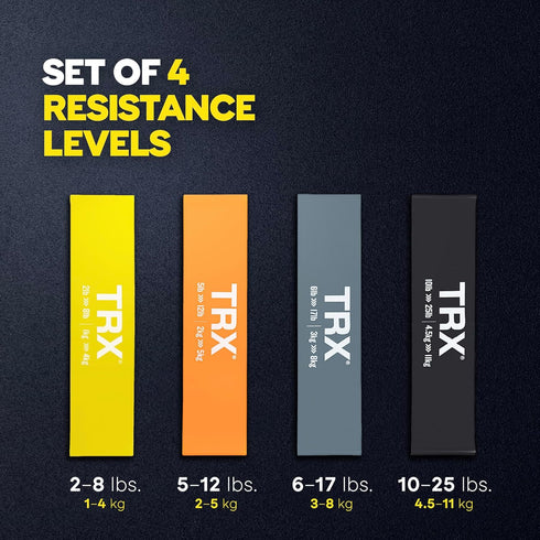 TRX Training Exercise Bands - Portable Workout Equipment for Women and Men, Set of 4 for Increased Intensity