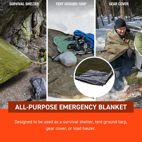 S.O.L. Survive Outdoors Longer 90% Heat Reflective Emergency Blanket, 58" x 98", Green