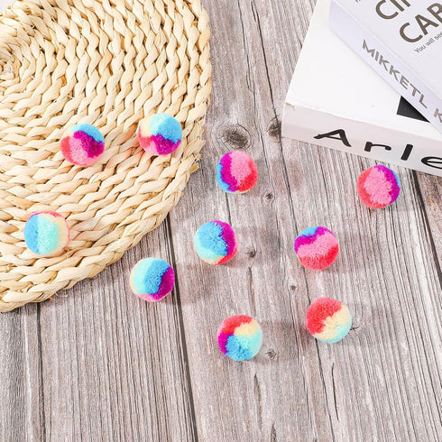 KALIONE 30 1.2-inch Pcs Soft Plush Cat Ball Rainbow Cat Toy Balls Fuzzy Kitty Balls Kitten Puff Balls Colorful Cat Pom