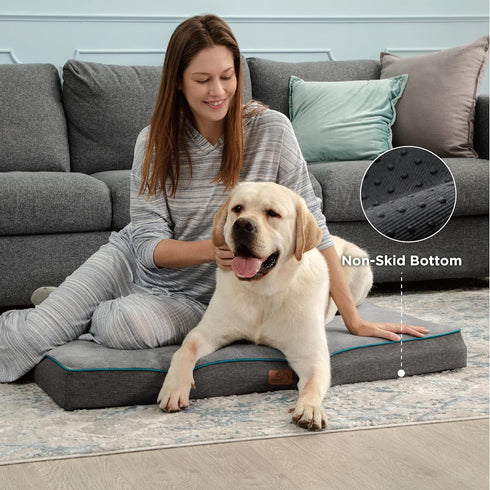 Bedsure Memory Foam Dog Bed for Extra Large Dogs, Orthopedic Waterproof with Removable Washable Cover, Grey