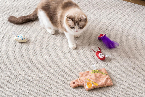 Interactive Cat Toy: Cutie Charcuterie Board Play Mat with Plush Toys