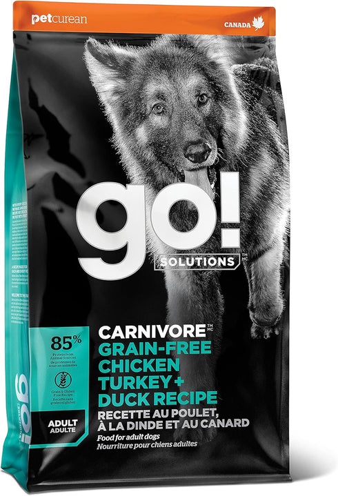 GO! SOLUTIONS Carnivore Grain Free Dog Food - Chicken, Turkey + Duck Recipe - 3.5 lb Dry Dog Food