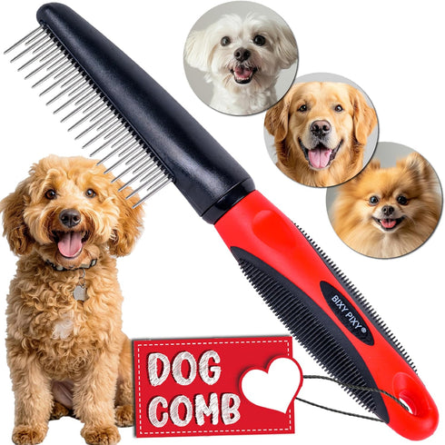 Poodle Comb for Dogs with Rotating Teeth, Smoothest Pet Comb with 5-in-1 Features for Dematting, Dog Essentials