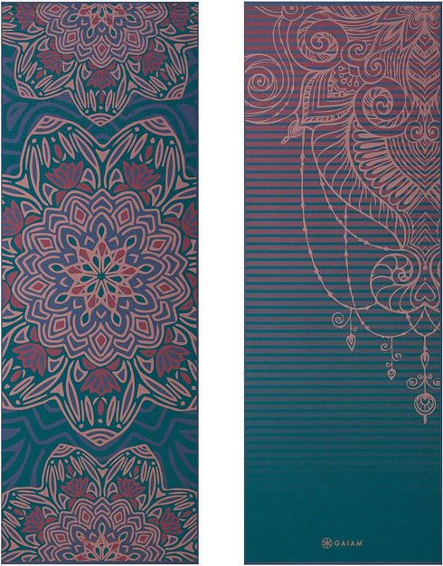 Gaiam Yoga Mat, Premium 6mm Print Reversible Extra Thick Non-Slip Exercise & Fitness Mat