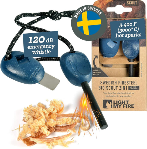 Light My Fire Flint Fire Starter Ferro Rod Survival Tool SCOUT — Fire Steel Bushcraft Gear — 2-in-1 Magnesium Fire