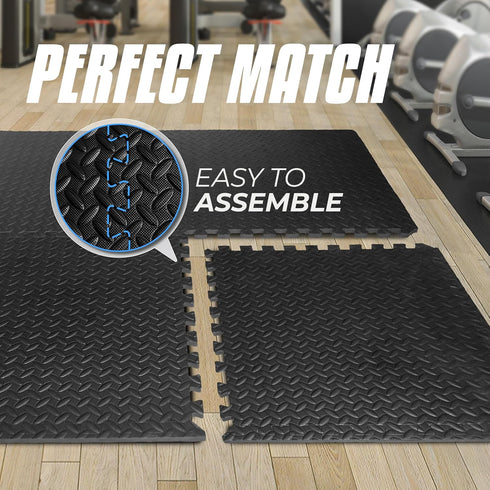 Yes4All Puzzle Exercise Mat - 24SQFT-120SQFT EVA Interlocking Foam Tiles for Home Gym