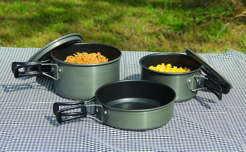 Texsport Black Ice The Scouter 5 pc Hard Anodized Camping Cookware Set with Storage Bag