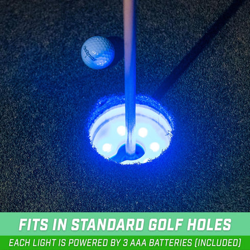 GoSports 3 Pack Light Up Golf Hole Lights - Great for Low Light Golf Play, Putting Practice, Chipping Practice and More