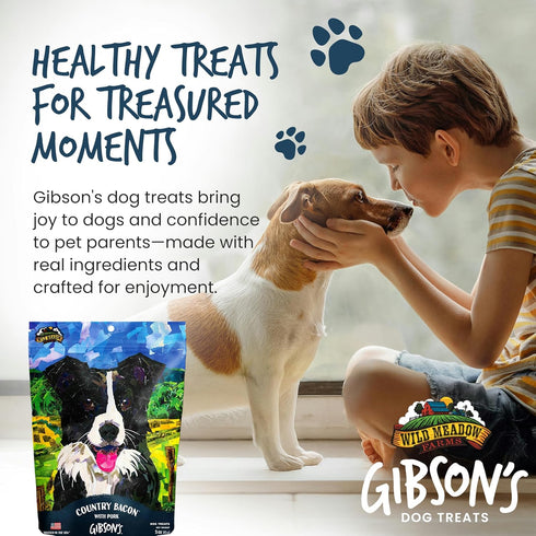 Wild Meadow Farms Gibson's Prairie Bacon with Bison, Grain-Free Soft Jerky Dog Treats, 3 Ounce Pouch