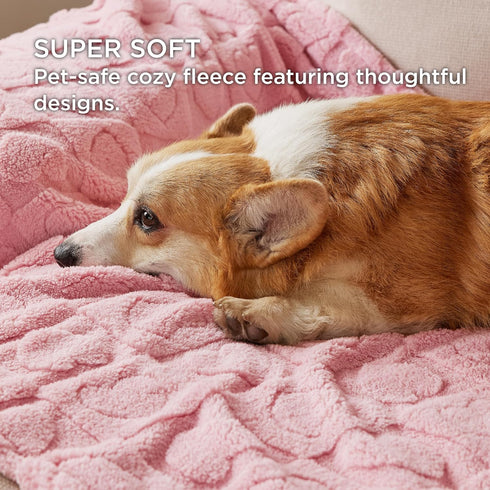 Bedsure Dog Blanket for Large Dogs, Washable Soft Fluffy Coral Fleece, Cozy Cat Blanket, Pink, 40x50IN