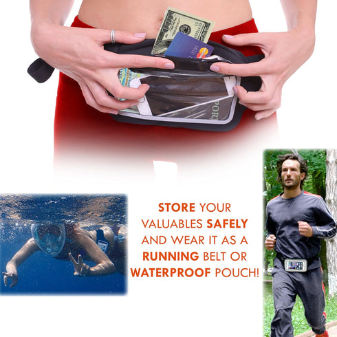 Ultimate Waterproof Running Swimming Belt, Phone & Essentials Holder for Gym, Beach, Kayaking, IPX8 Rated Pouch