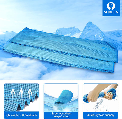 Sukeen Cooling Towel (40"x12") - Soft Breathable Cold Towel for Neck & Head, Yoga, Golf, Gym, Camping, Running