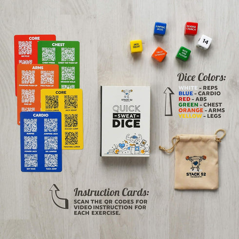 Quick Sweat Fitness Dice - Bodyweight Exercise Workout Game, No Equipment Needed, Burn Fat Build Muscle