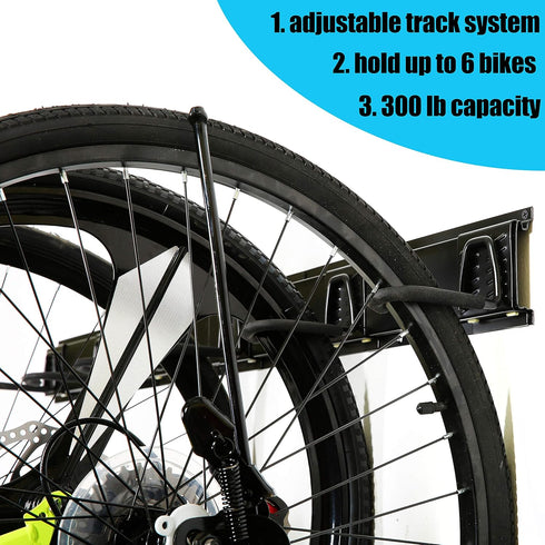 Ultrawall Stainless Steel Bike Storage Rack, 6 Bike Storage Hanger Wall Mount, Holds Up to 300lbs, Black