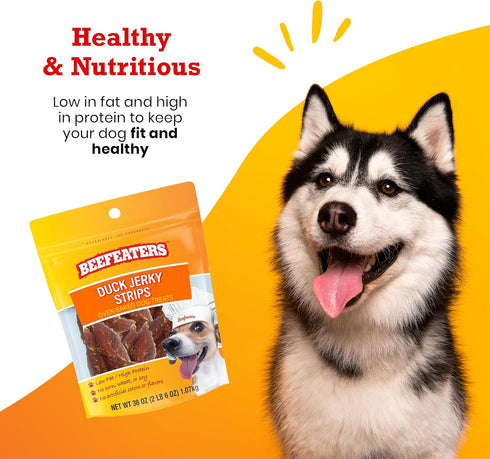 Beefeaters Duck Jerky Strip Treats for Dogs, 38 oz