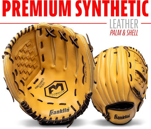 Franklin Sports Baseball + Softball Gloves - Field Master Adult + Youth Mitts, Multiple Sizes