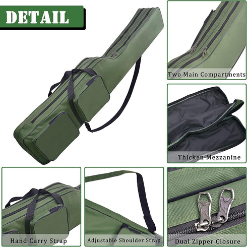 Fishing Rod Case, 4.27 ft Portable Fishing Pole Bag for Travel, Waterproof Fishing Rod Organizer