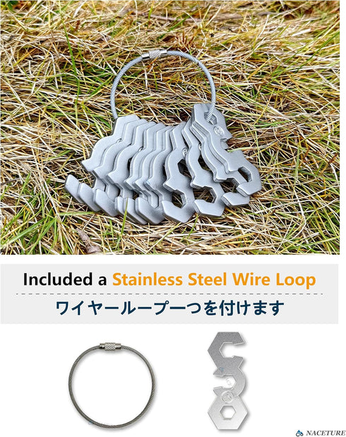 NACETURE Aluminum Alloy Rope Tensioner - Camping Tent Guyline Cord Adjuster for Hiking, Backpacking (Silver 10 Pack)