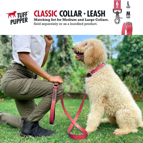 Tuff Pupper Classic Heavy Duty Dog Collar, 10x Stronger Than Leather, 100% Waterproof, Medium (15-19" Neck)