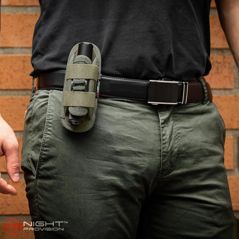 TH1 Tactical Flashlight Holster Duty Belt Pouch with Stretchable Rotatable Clip for Security Belt