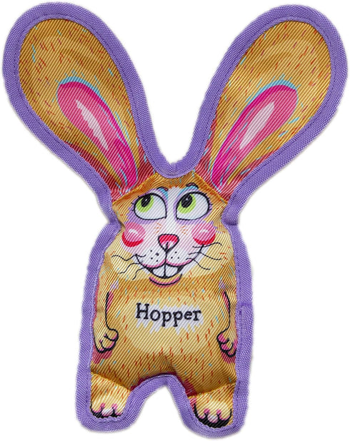 Durable Dog Toy with Squeaker, Floppy Tough Chew Toy, All Ears Hopper, Small 7 inch