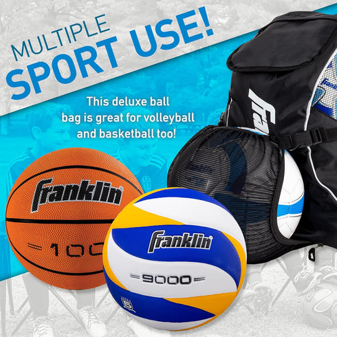 Franklin Sports Deluxe Soccer Backpacks with Ball Holder, Boys + Girls Equipment Bags for Youth + Adult
