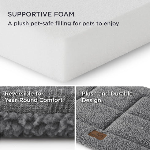 Bedsure Washable Dog Crate Bed for Small Dogs, Reversible Foam Floor Dog Mat for Indoor & Outdoor Use