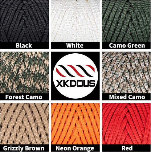 XKDOUS Paracord 750 lb 120ft Mixed Camo Parachute Cord, 100% Nylon Tactical Paracord Rope for Camping & Hiking