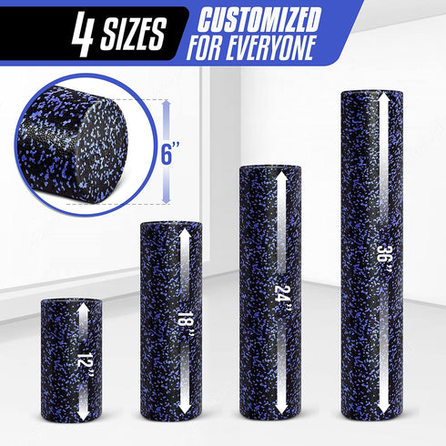 Yes4All High-Density Round Foam Roller, Exercise Foam for Yoga, Pilates & Stretching - 12, 18, 24, 36 Inch