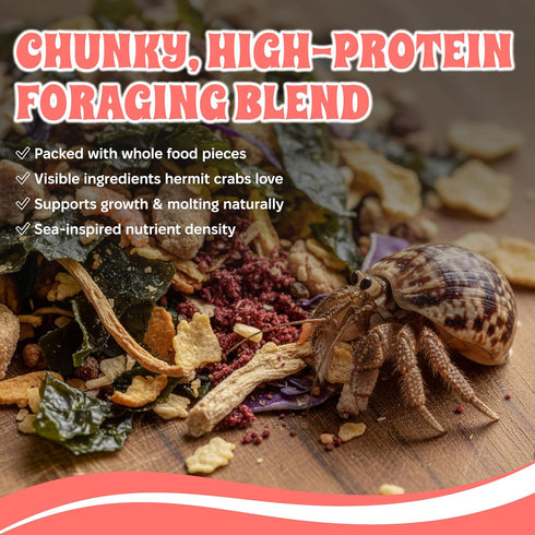 2 oz 56 Snout and Shell Tidepool Protein Blend Hermit Crab Food High Protein, Natural Sea-Inspired Variety, Supports