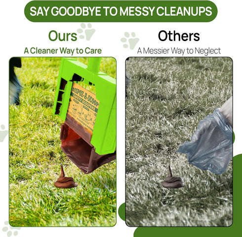 Dispoz-A-Scoop 4-in-1 24" 8 Revolutionary Dog Poop Scooper, Handle & Refill Bags - Fast, Easy, Clean with Disposable