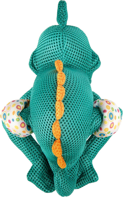 goDog Double Chew Guard Mesh Amphibianz Chameleon Squeaky Dog Toy - Teal, Large
