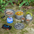 Odoland Camping Cookware Mess Kit | Lightweight Pot Pan Kettle with 2 Cups, Fork Spoon Kit for Hiking