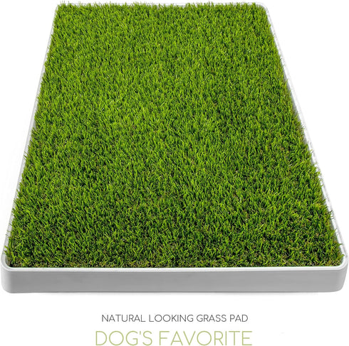 Dog Grass Pad with Tray, Indoor Portable Fake Grass Pee Pad System, Dog Litter Box for Puppy Pee Training