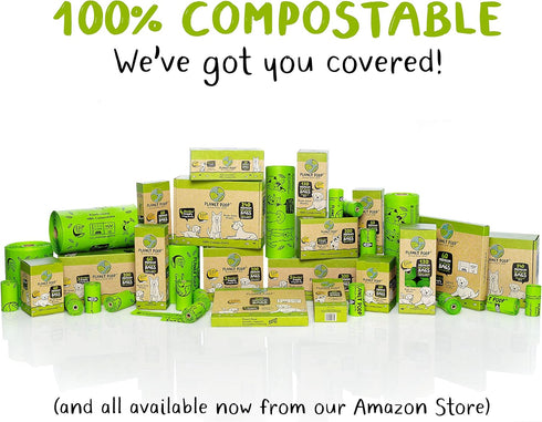 PLANET POOP Home Compostable Dog Poop Bags, 60 Premium Un-Scented Pet Waste Bags on Refill Rolls, Thick Leakproof