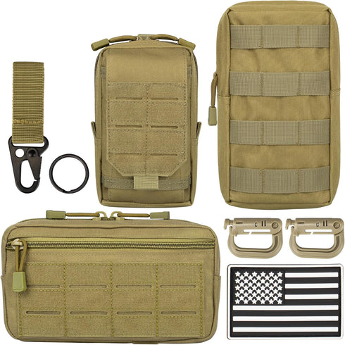 Tactical MOLLE Utility Pouch Kit EDC Accessories Bag with Phone Holder, Water