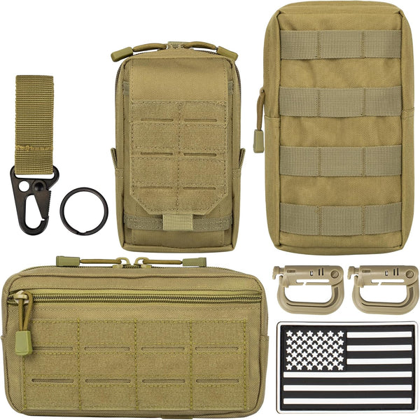 Tactical MOLLE Utility Pouch Kit EDC Accessories Bag with Phone Holder, Water