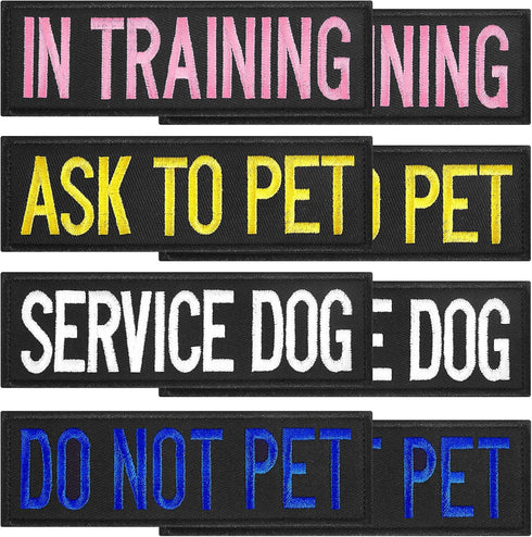 8 Pieces Colorful Service Dog Patches, Do Not Pet and Ask to Pet Vest Patches for Animal Tactical Harnesses
