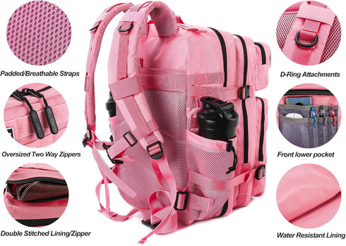 LHI Military Tactical Backpack for Men and Women, 45L Army 3 Days Assault Pack with Molle System