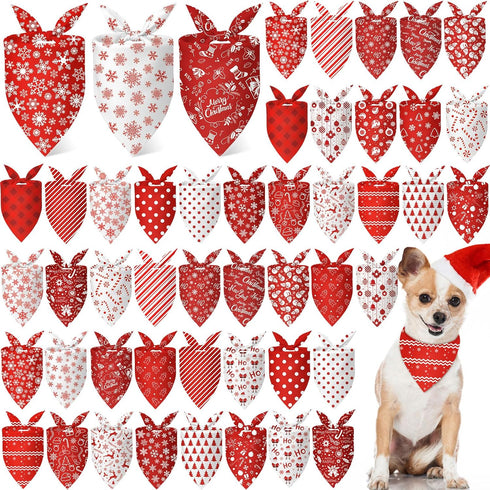 Abbylike 50 Pcs Valentines Day Dog Bandanas Bulk Red and White Polka