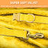 GAMUDA Velvet Dog Collar and Leash, Super Soft Heavy Duty with Gold Buckle, Adjustable Collar for Dog (XS, Yellow)