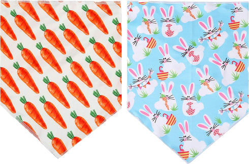 2 Pack Easter Dog Bandana, Triangle Bibs Pet Scarf for Medium to Large Dogs